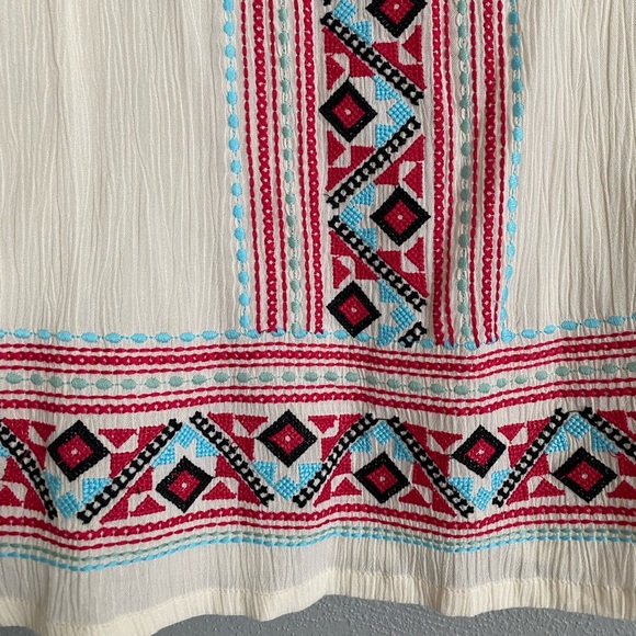 Anthropologie Skies are Blue Top Size Small Multicolor Aztec Boho Gauze - Picture 4 of 10